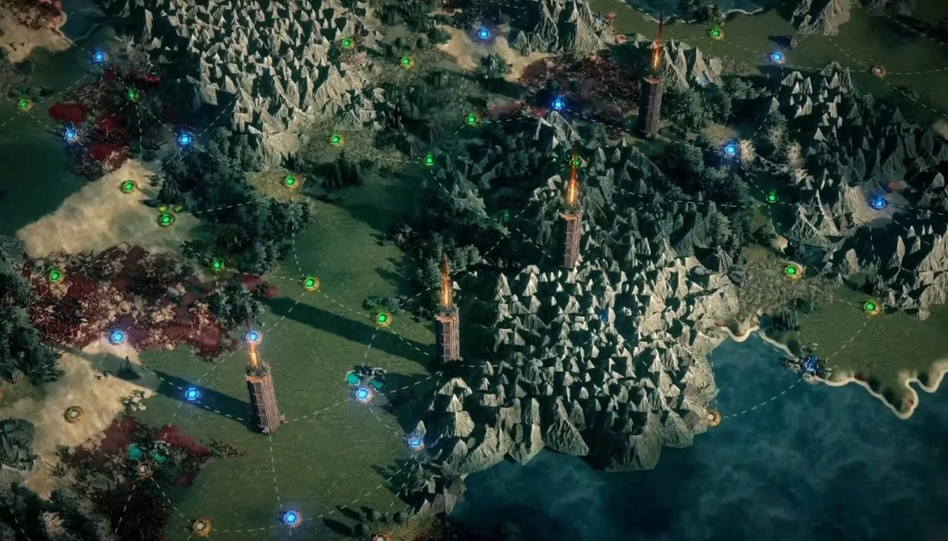 Карта Атласа Path of Exile 2 с башнями и узлами