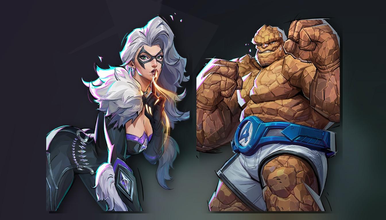 Black Cat and The Thing in battle poses