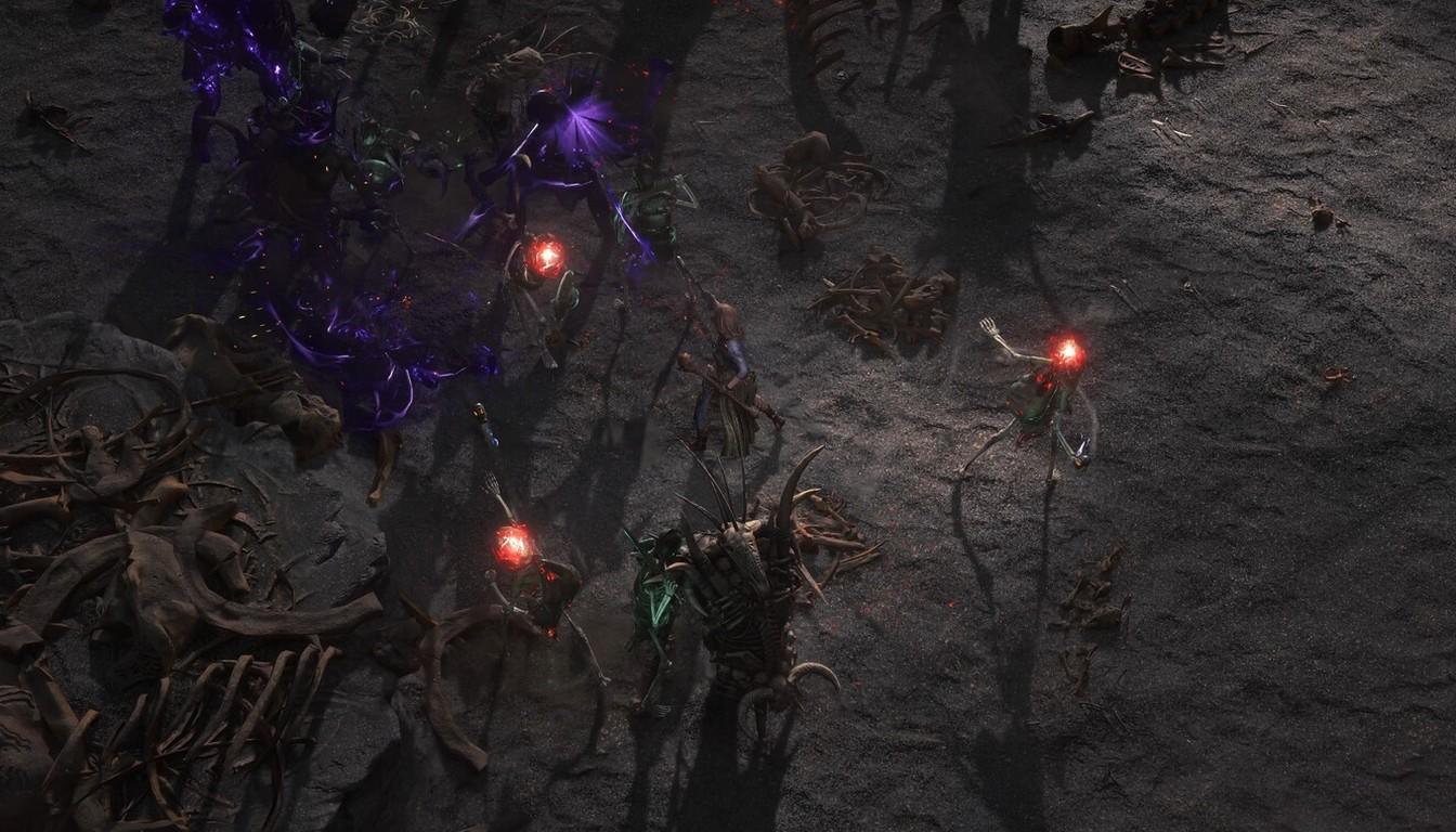 Dark ground with bone piles and violet Abyss glow