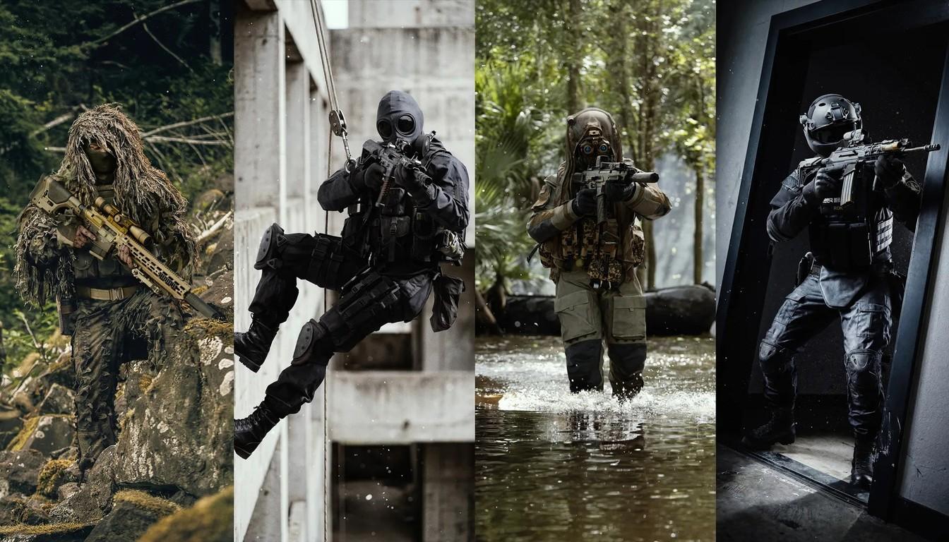 Бойцы у бетонных плит и в маскировочных костюмах, арт Modern Warfare 4