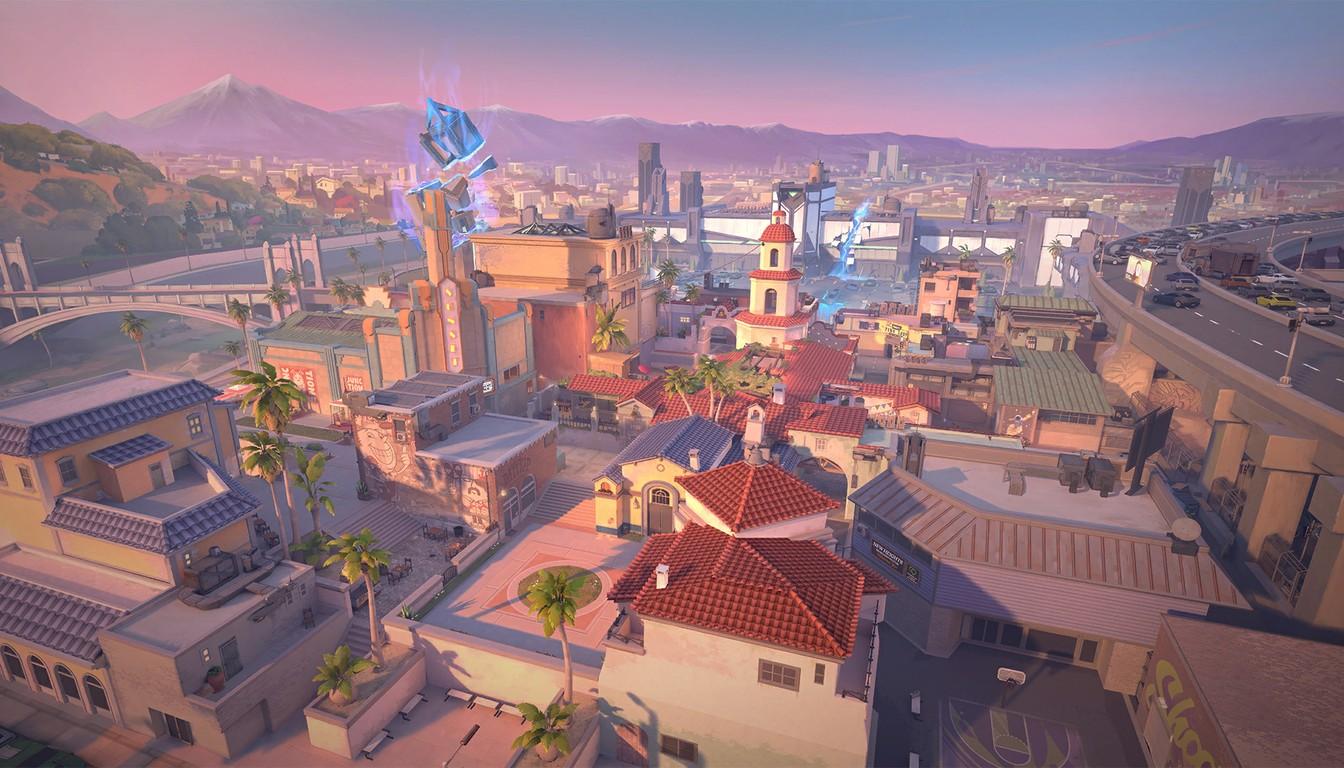 Карта Sunset на закате: светлые стены и глубокие тени на улицах