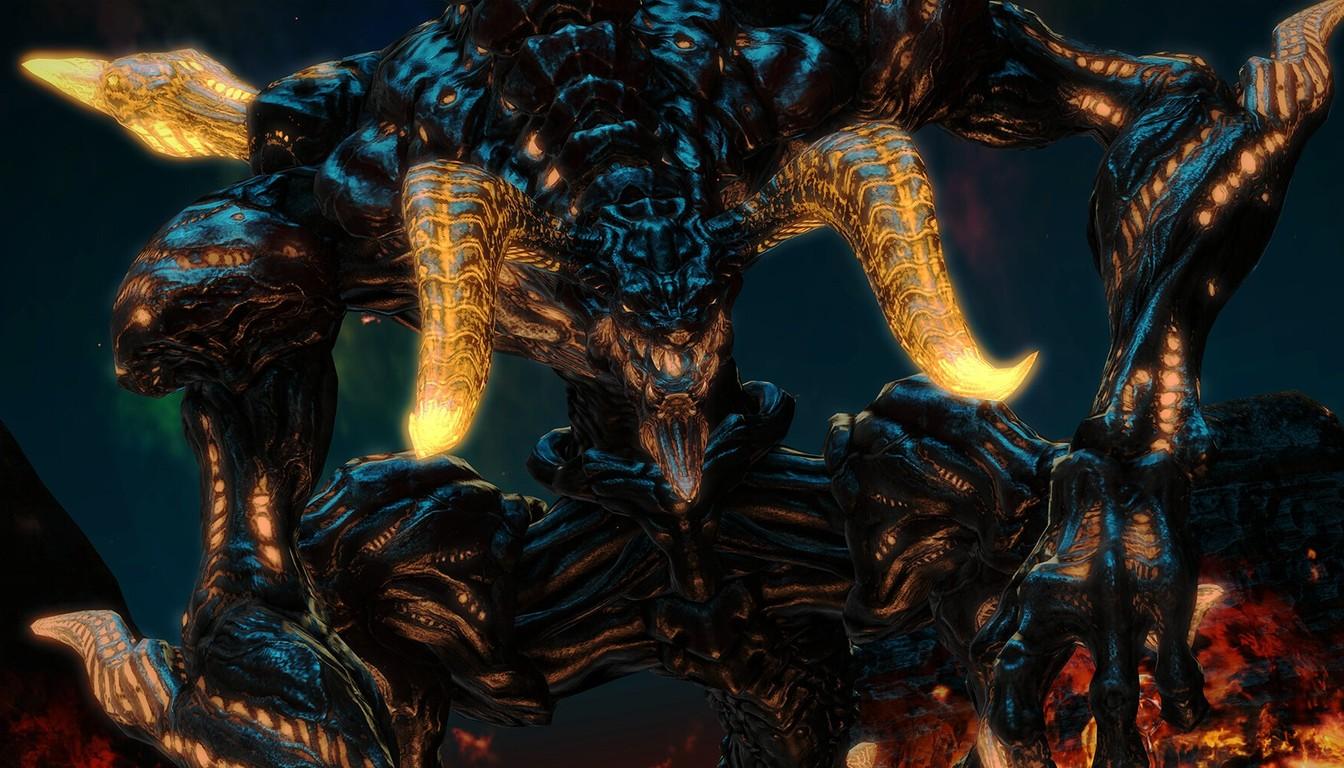 Huge dark boss with glowing golden horns
