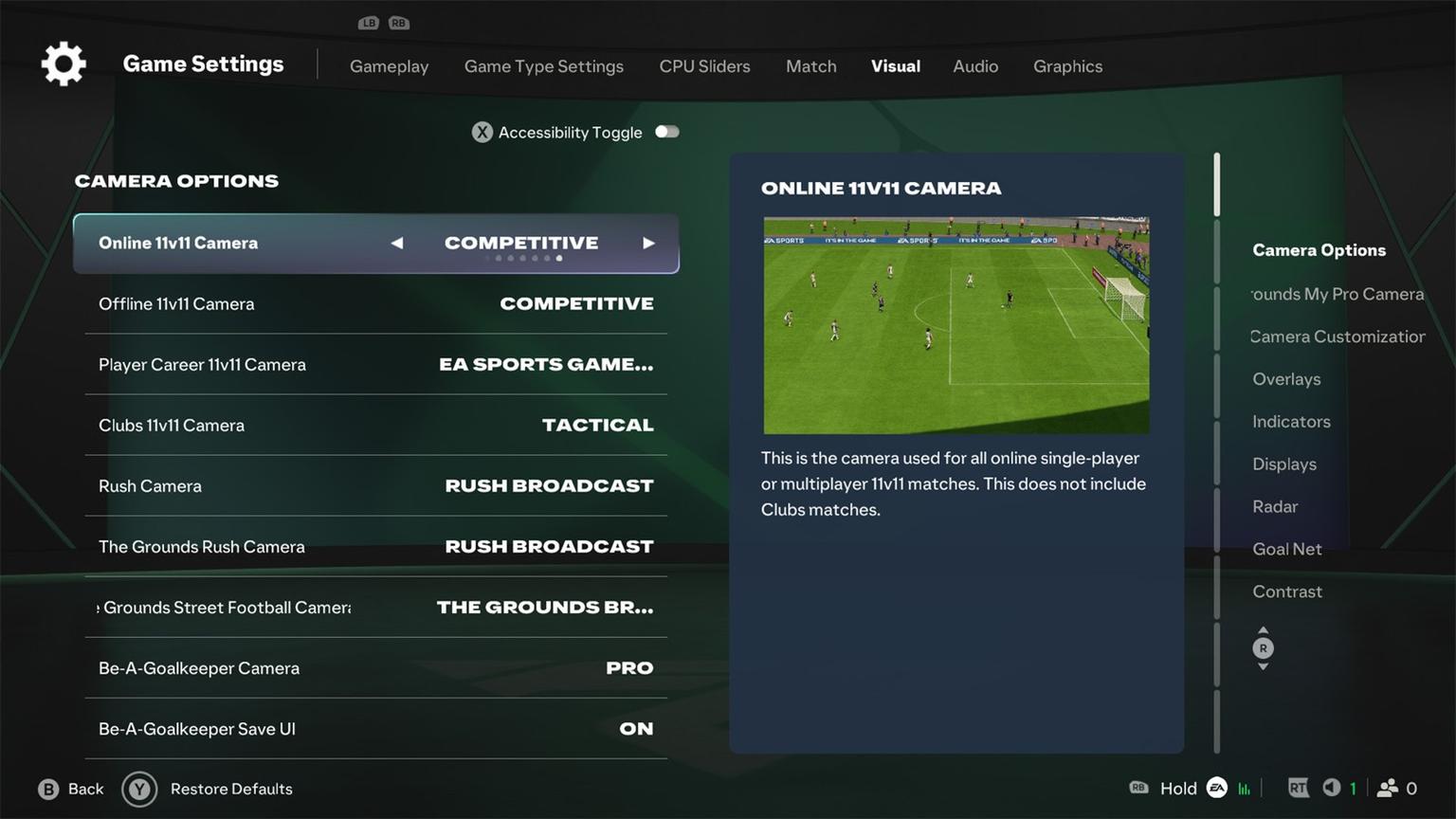 Separate camera settings for FC 27 modes