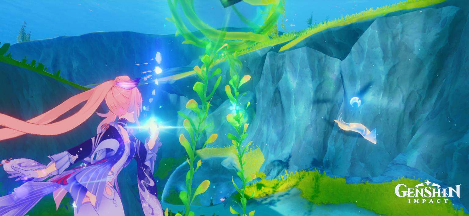 Underwater plants and a Xenochromatic Hunter’s Ray in Fontaine