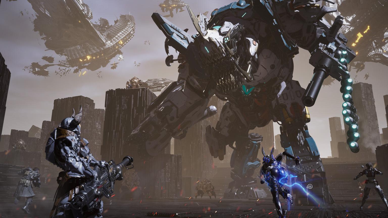 Отряд против крупного Colossus на промокадре игры