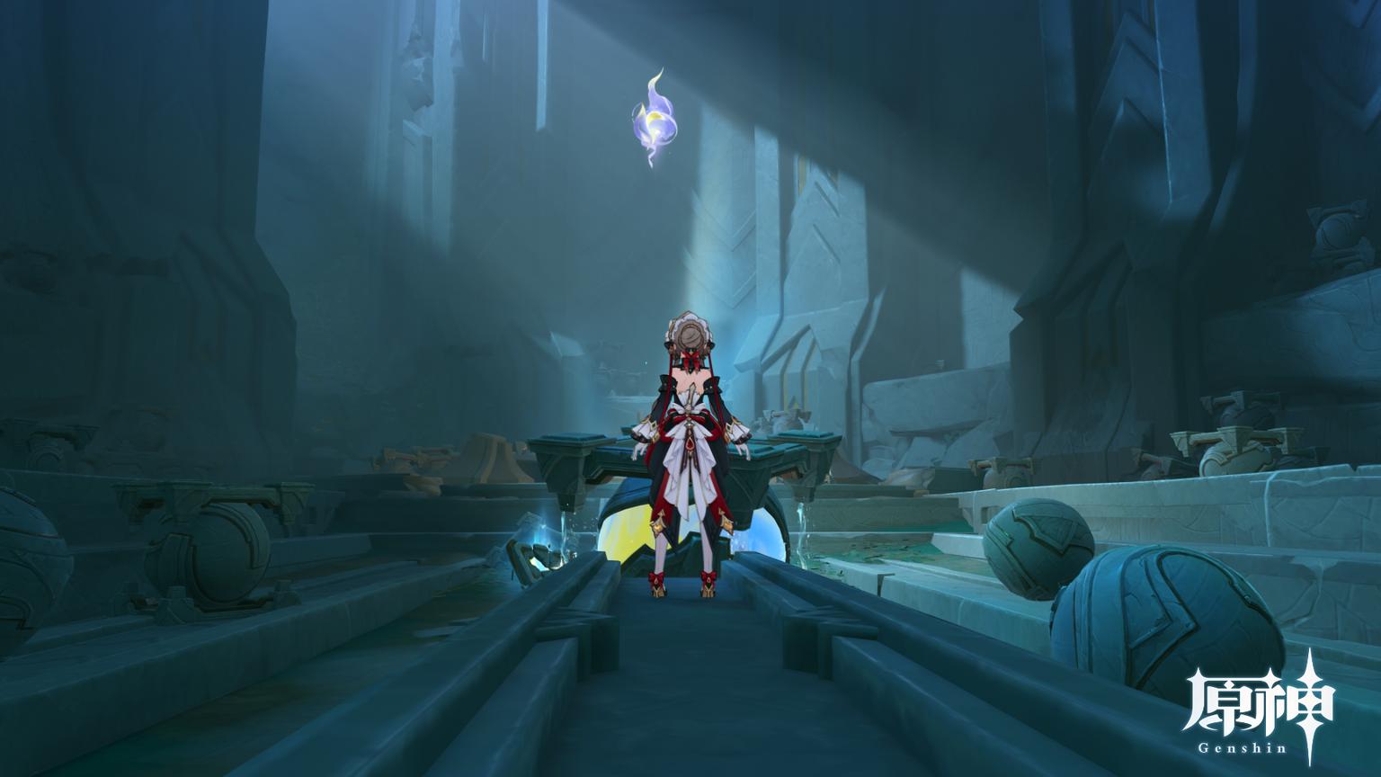 Lunoculus above a mechanism in layered ruins